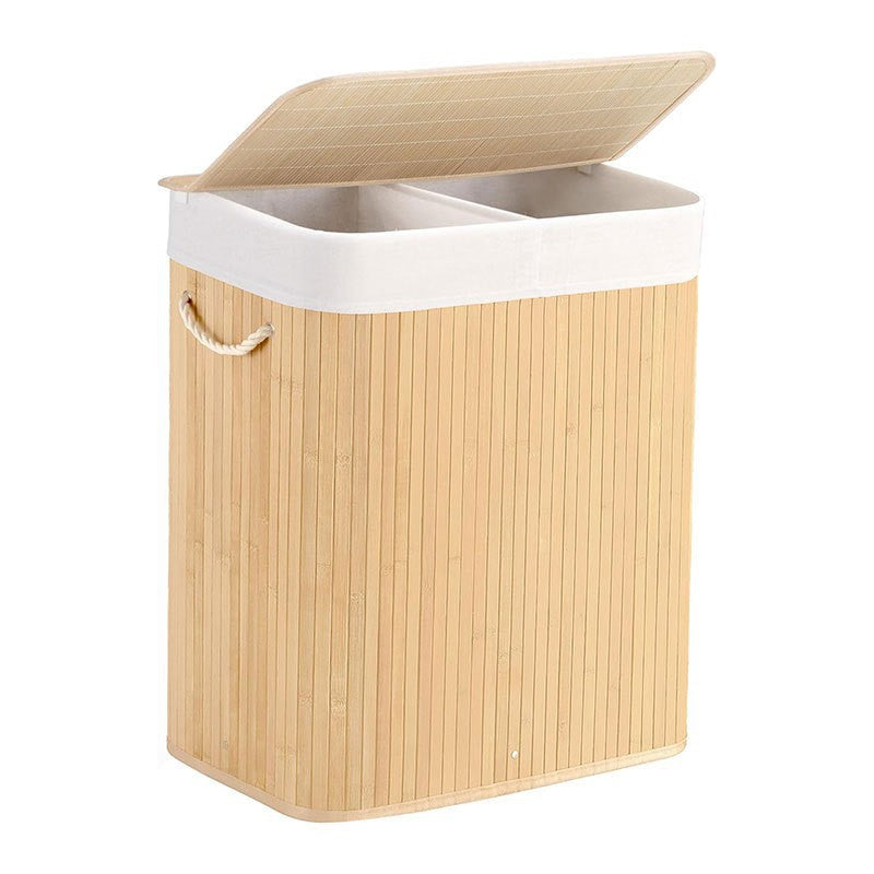 Large laundry basket with two compartments and removable lid Kalsten