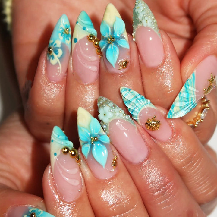 Artistic Tropical Floral Press-On Nail Set Kalsten