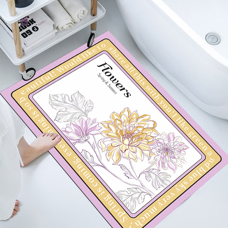 Floral-Themed Bathroom Mat