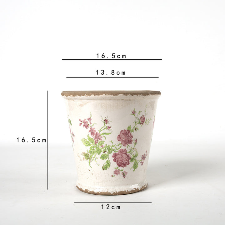 Decorative ceramic flower pot with floral design Kalsten