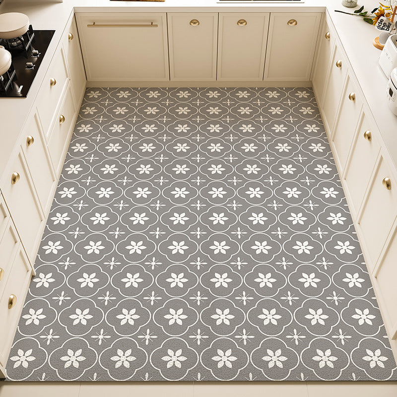 Floral Pattern Kitchen Rug