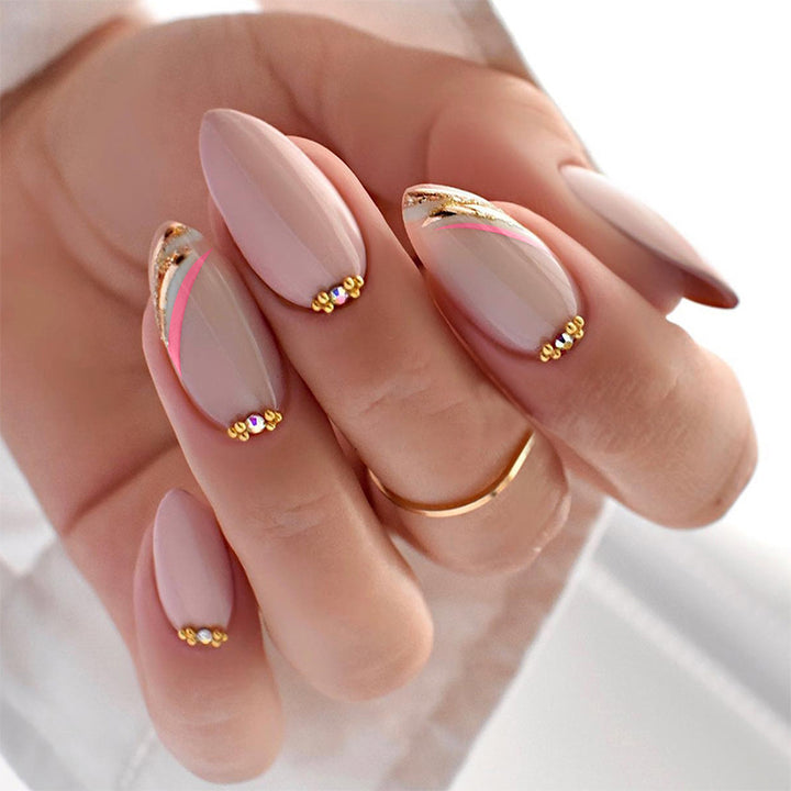 Elegant Press-On Nail Set with Floral Design Kalsten