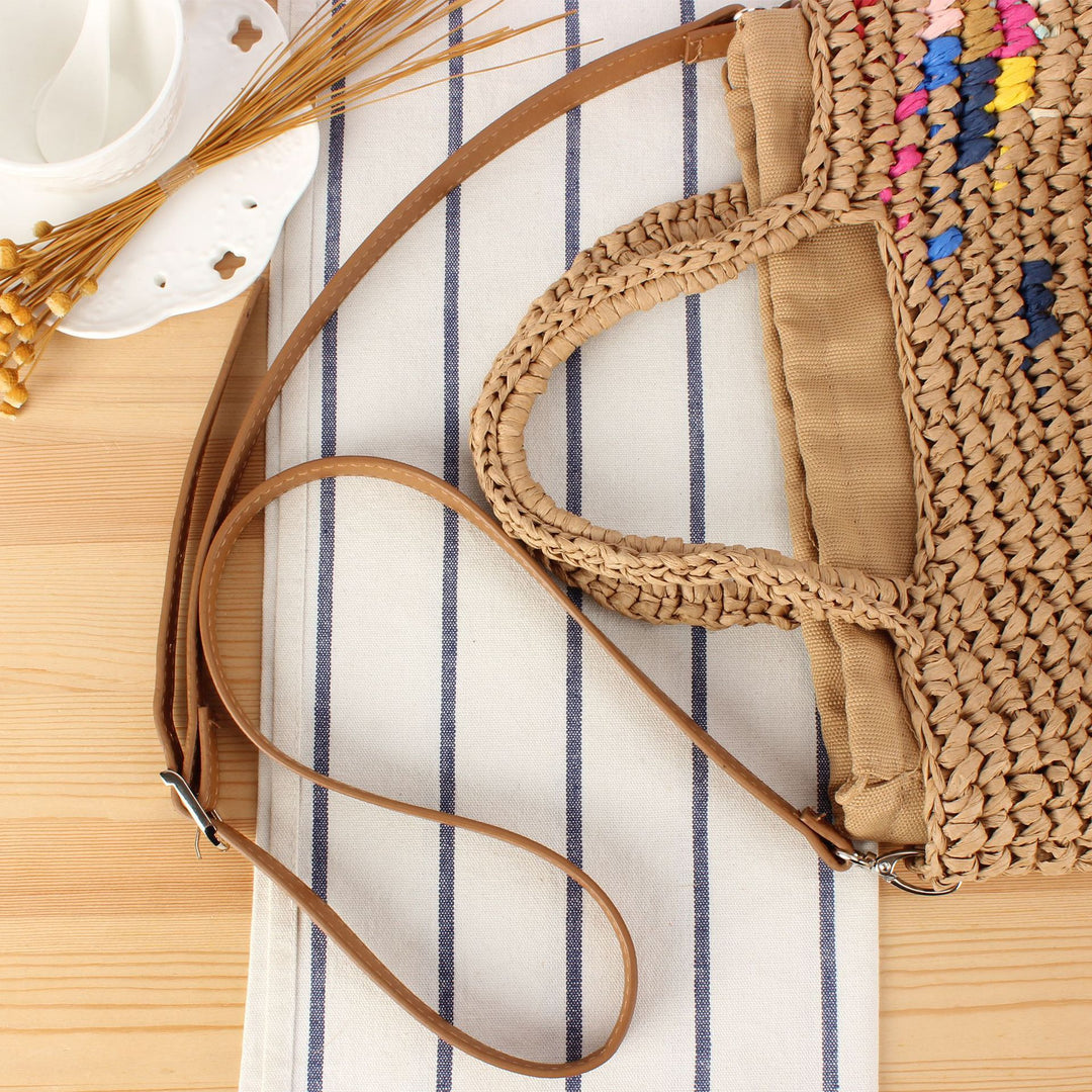 Handbag Made from Handcrafted Natural Material with Colorful Accent Kalsten