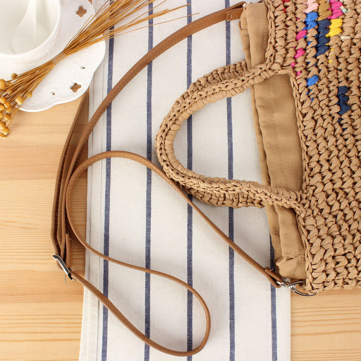 Handbag Made from Handcrafted Natural Material with Colorful Accent Kalsten