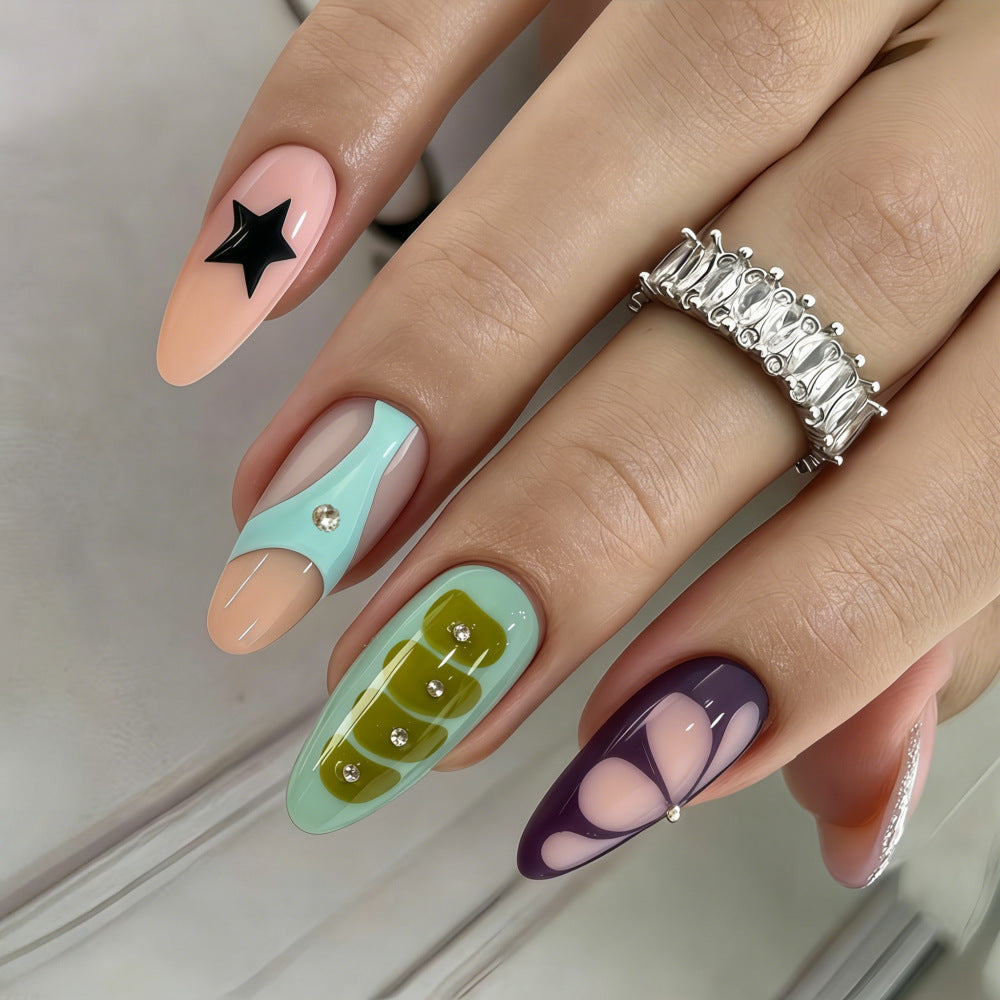 Creative Art Nails with Unique Geometric Designs Kalsten