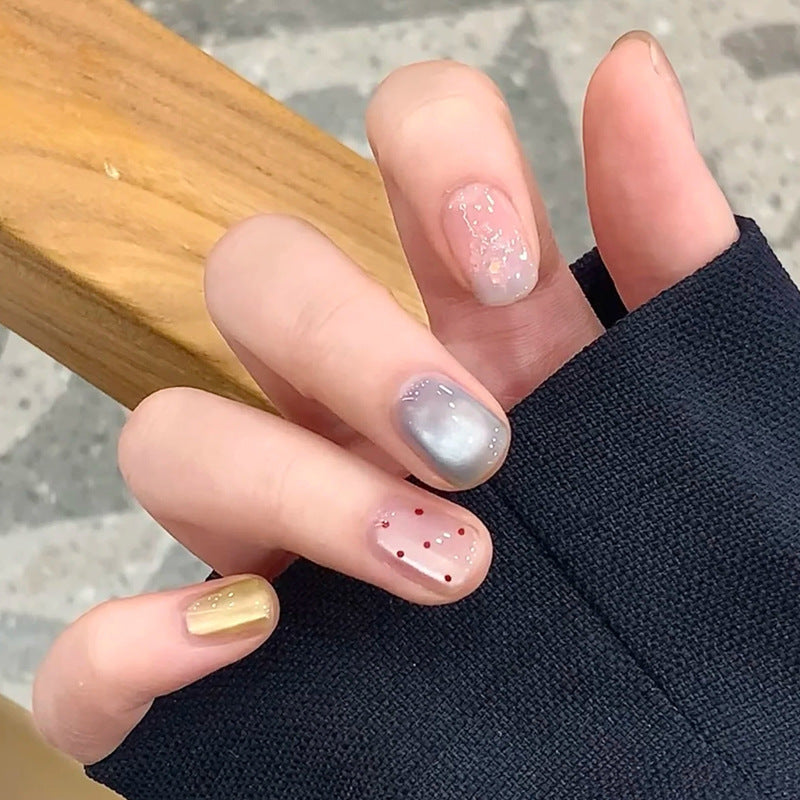 Artistic Press-On Nail Set with Glitter and Gradient Designs Kalsten