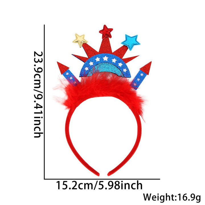 Women's Independence Day patriotic pompom headband with tinsel star toppers Kalsten
