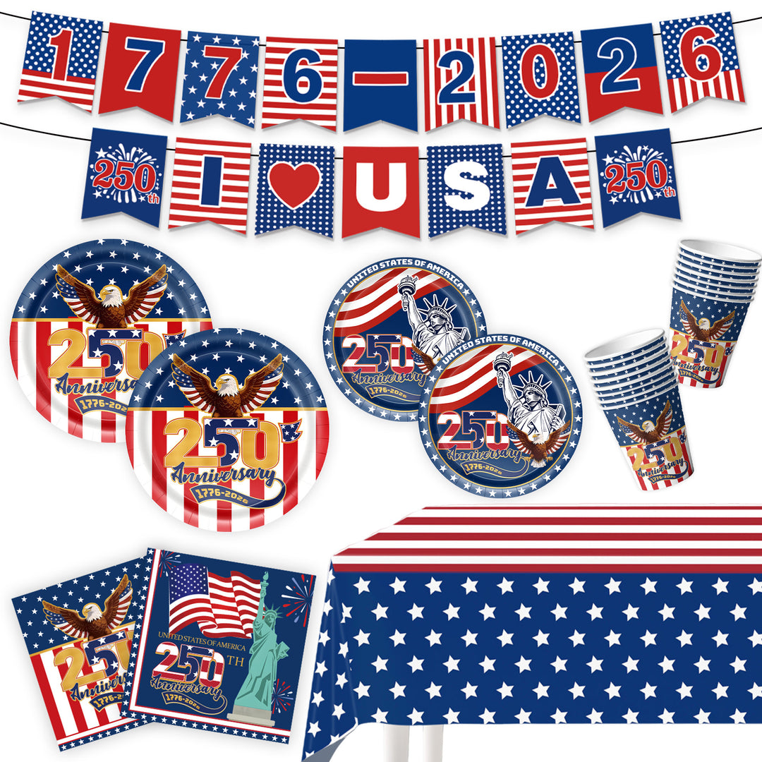 Unisex decorative paper napkins set anniversary motif USA square disposable Kalsten