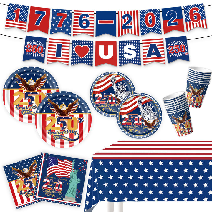 Unisex decorative paper napkins set anniversary motif USA square disposable Kalsten