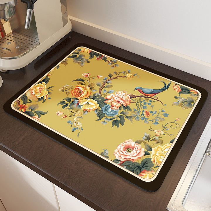 Floral Pattern Kitchen Drain Mat Kalsten