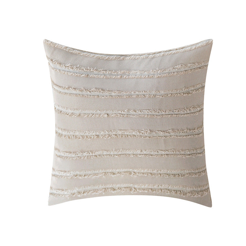 Square decorative cushion cover with frayed stripe structure Kalsten