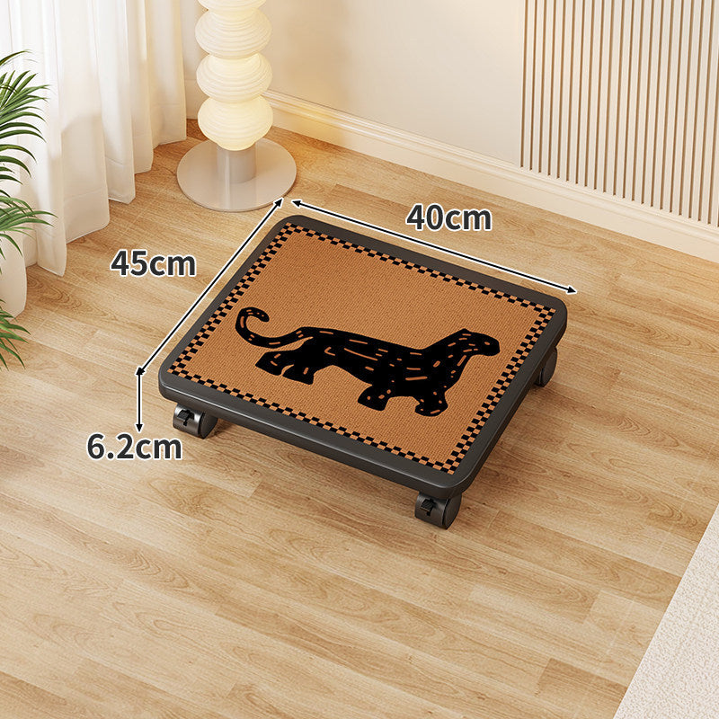 Low-Profile Under-Bed Rolling Storage Platform with Cartoon Top and Locking Casters