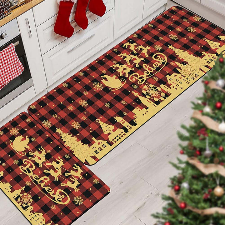 Christmas-Themed Kitchen Mat Set