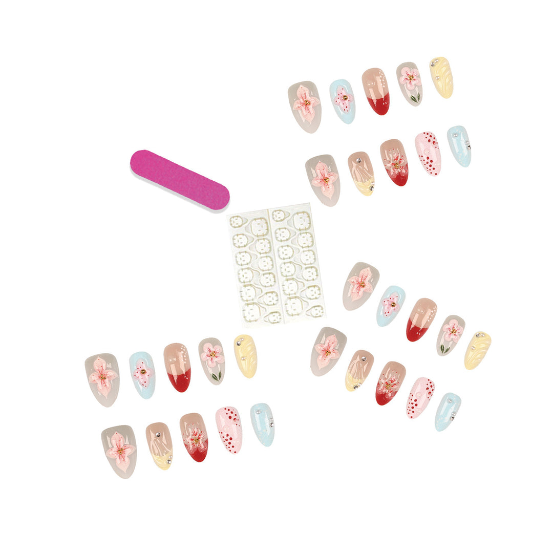 Artistic Floral Press-On Nail Set