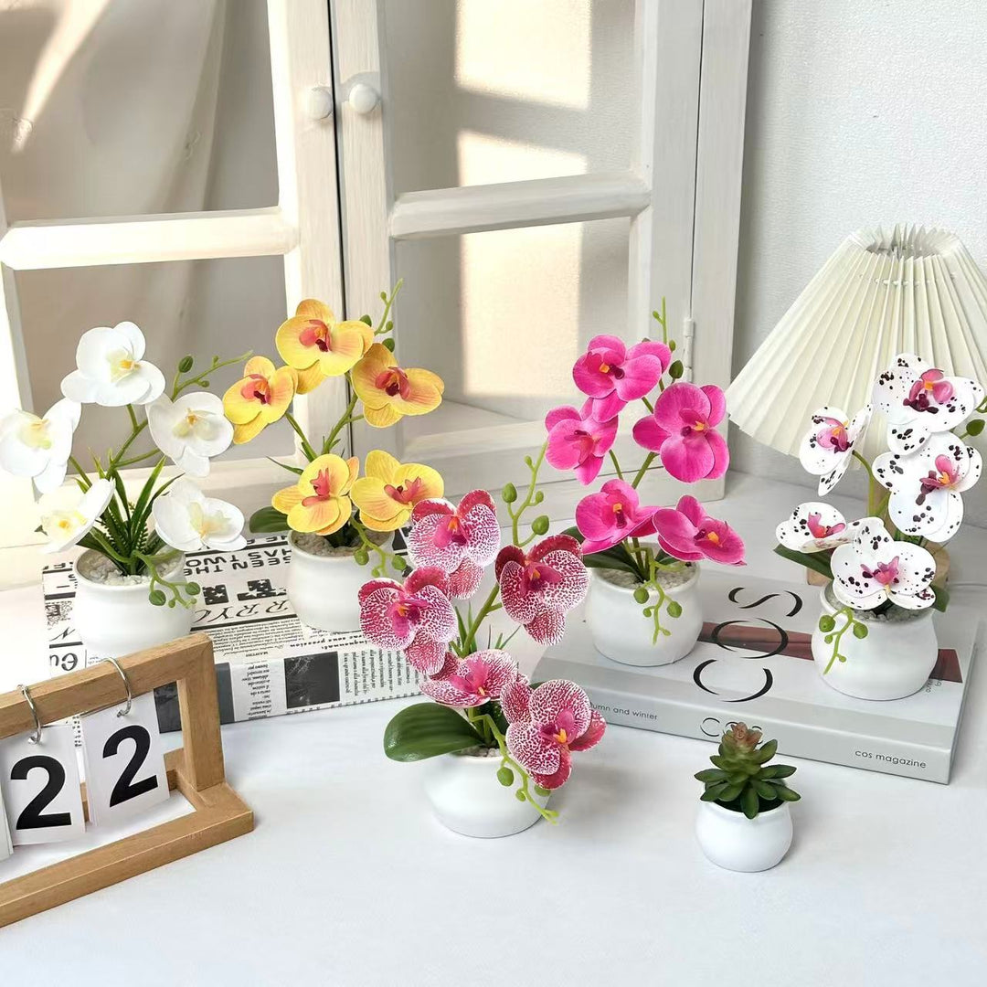 Elegant Artificial Orchid Plant Arrangement for Home Decor
