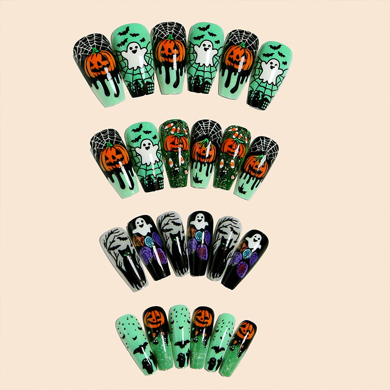 Halloween Artificial Nail Set with Creative Designs and 3D Elements Kalsten