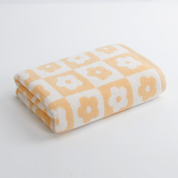 Women's Luxurious Terry Bath Towel with Floral Pattern Kalsten