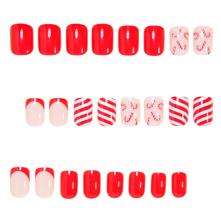 Festive Candy Cane Press-On Nail Art Set Kalsten