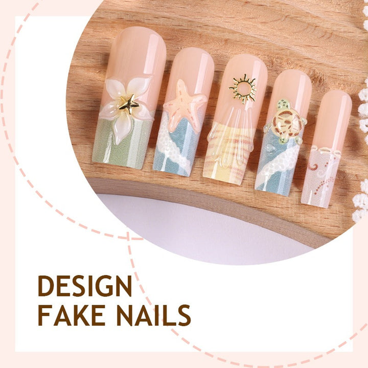 Artificial nail set with floral and maritime patterns Kalsten