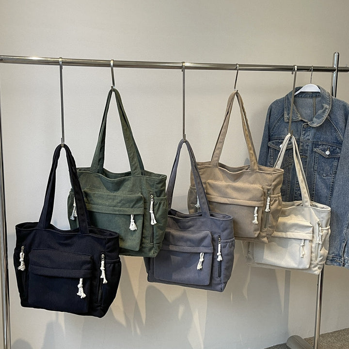 Textured Multi-Pocket Tote Bag Kalsten