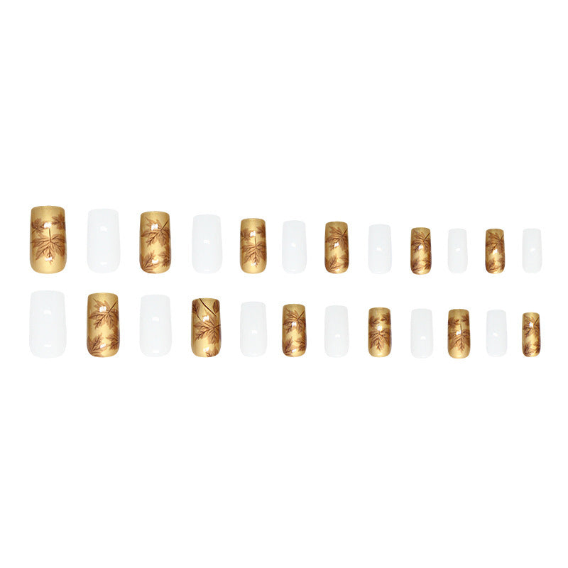 Luxury Metallic Leaf Design Press-On Nail Tips Kalsten