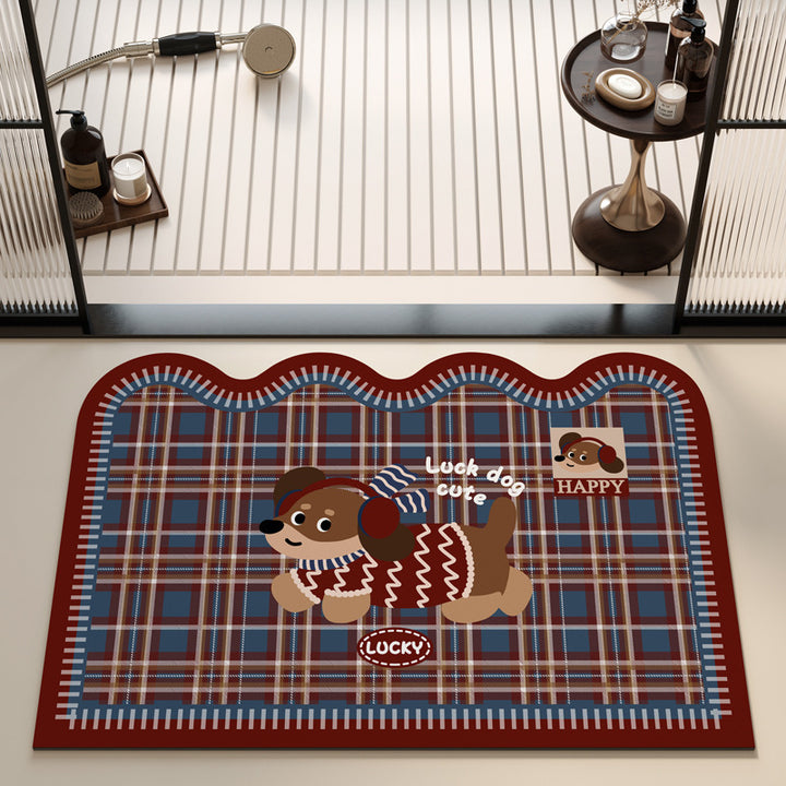 Playful Puppy Themed Bath Mat Kalsten