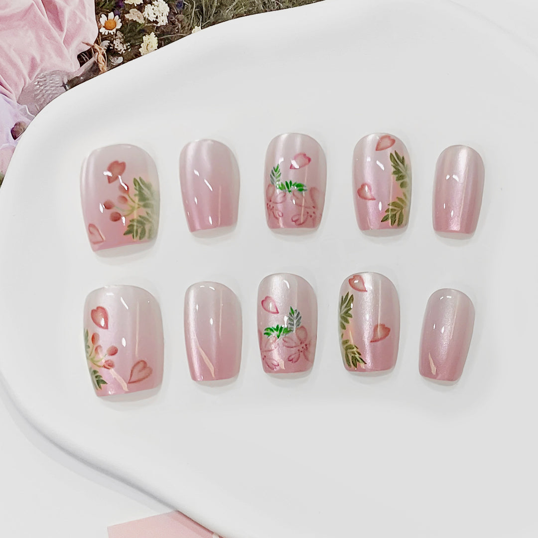 Artistic artificial nails with floral motifs Kalsten