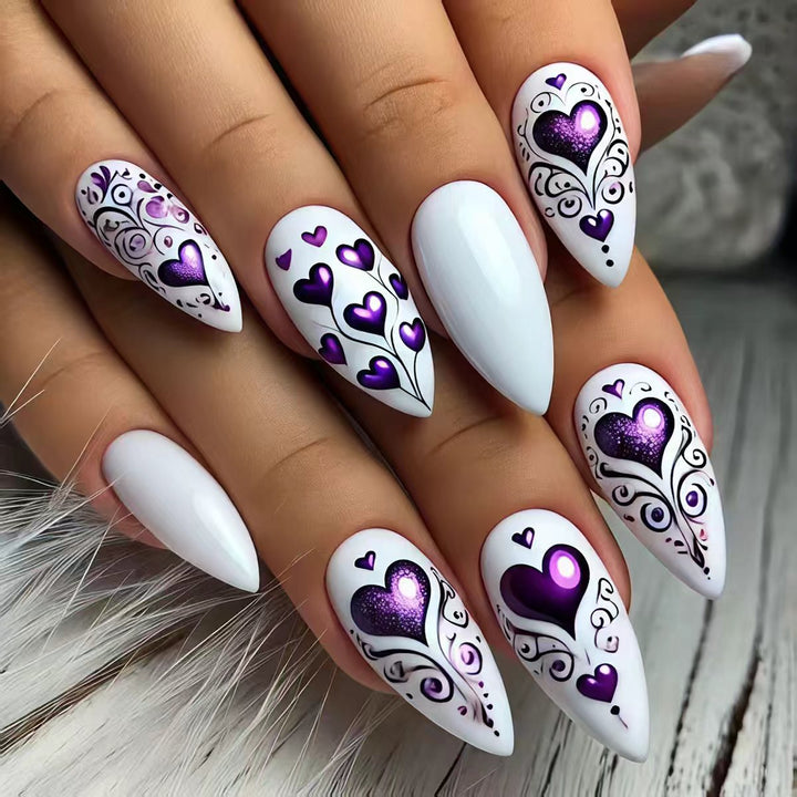 Artificial nails with romantic heart design Kalsten