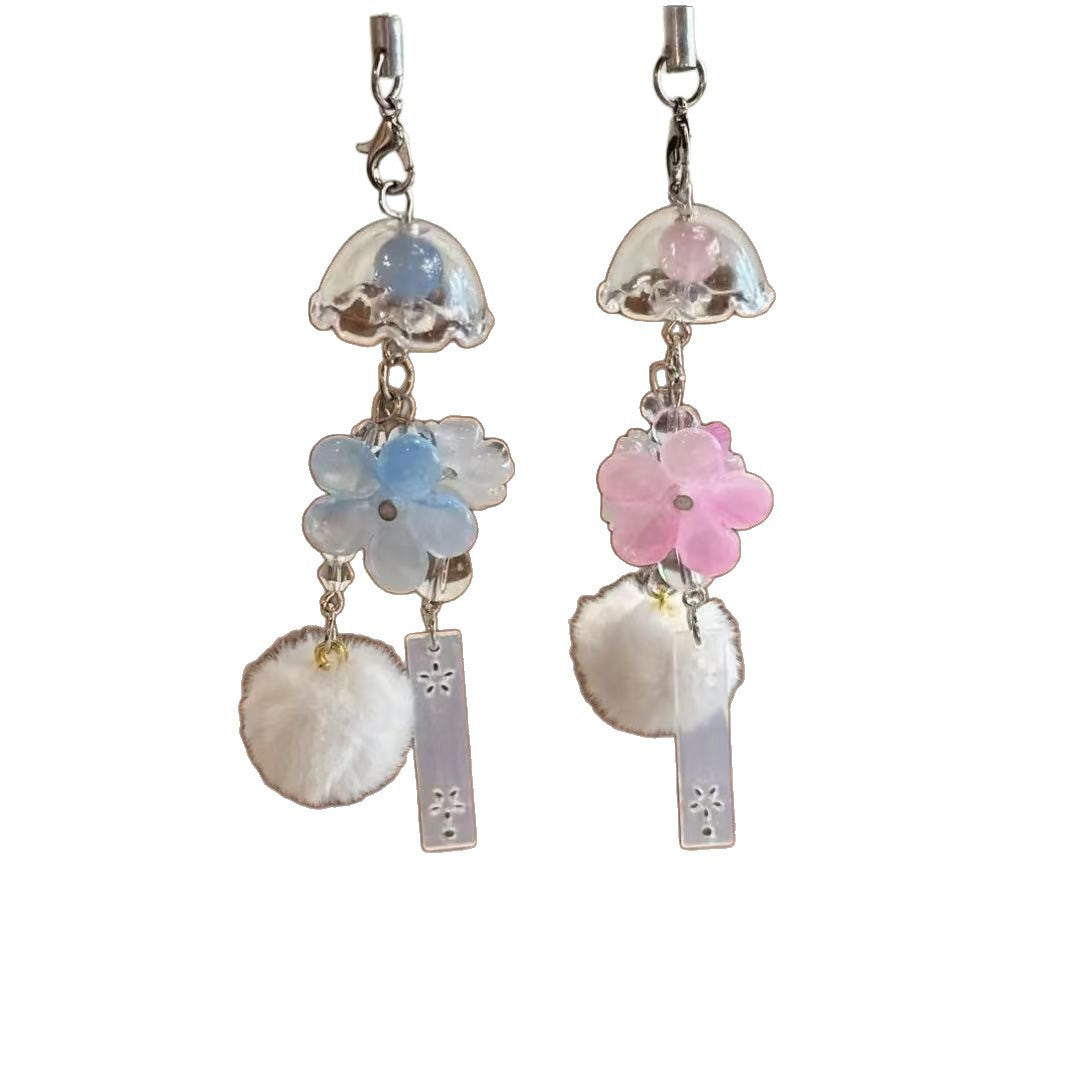 Decorative Flower and Pom Pom Charm Keychain Kalsten