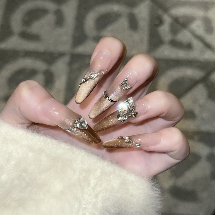 Artificial Nails in Sparkling Stiletto Style with Luxurious Accents Kalsten
