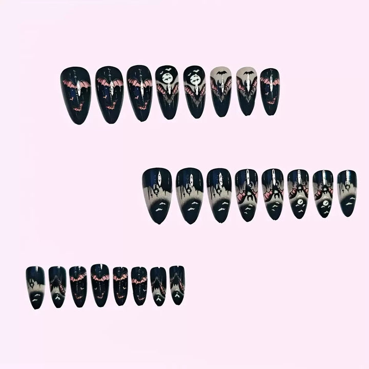 Halloween Artificial Nail Set with creepy bat designs Kalsten