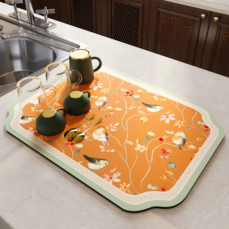 Floral Pattern Kitchen Drain Mat Kalsten