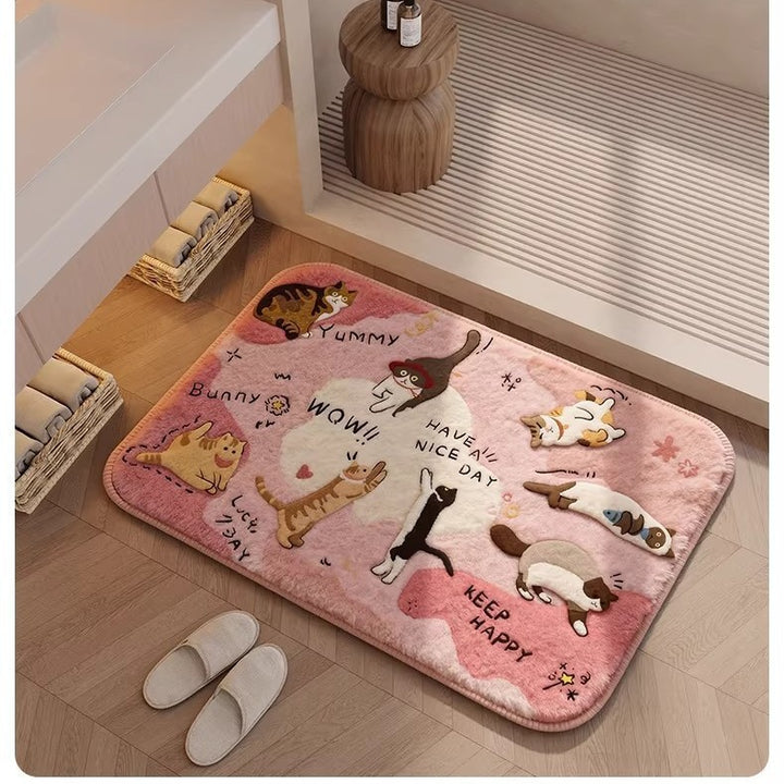 Playful Cat-Themed Soft Bath Mat