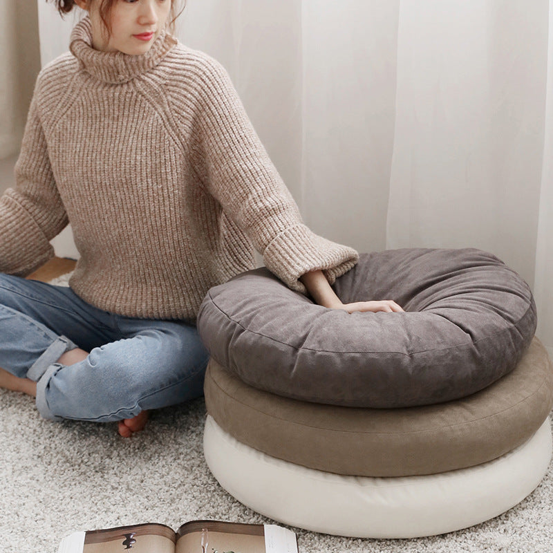 Floor cushion pouf with shape-stable filling and removable cover