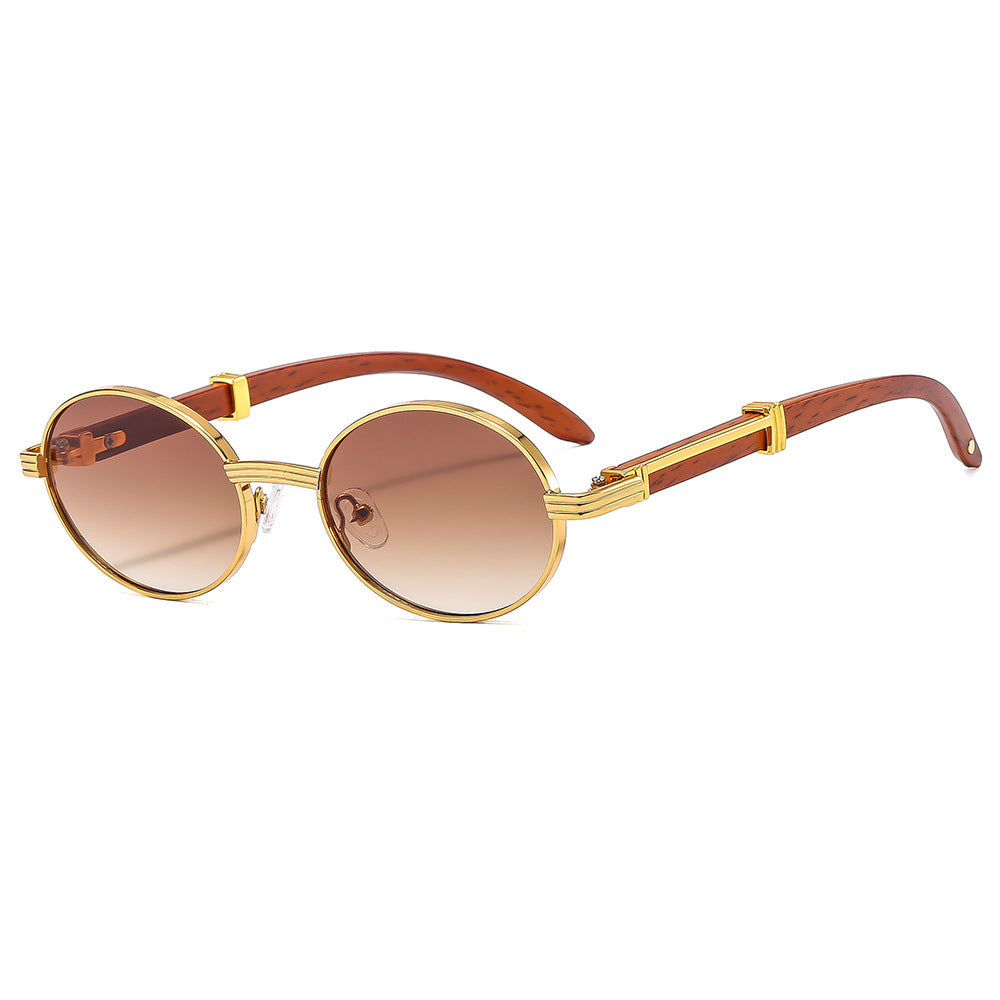 Vintage-Inspired Circular Sunglasses with Luxurious Golden Accents Kalsten