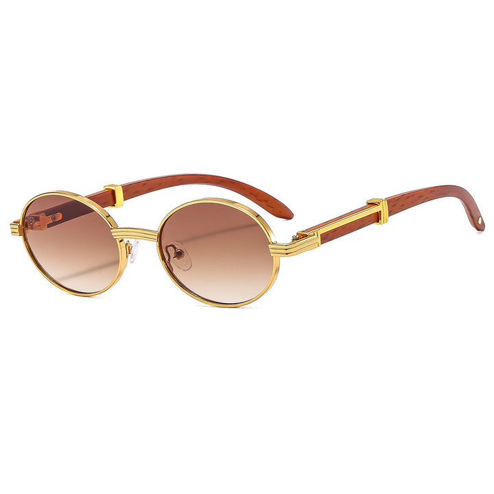 Vintage-Inspired Circular Sunglasses with Luxurious Golden Accents Kalsten