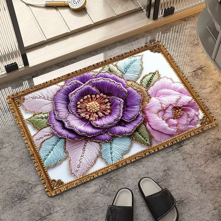 Luxurious Embroidered Floral Area Rug Kalsten