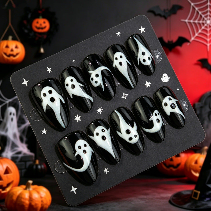 Ghostly-Themed Press-On Nail Art Set
