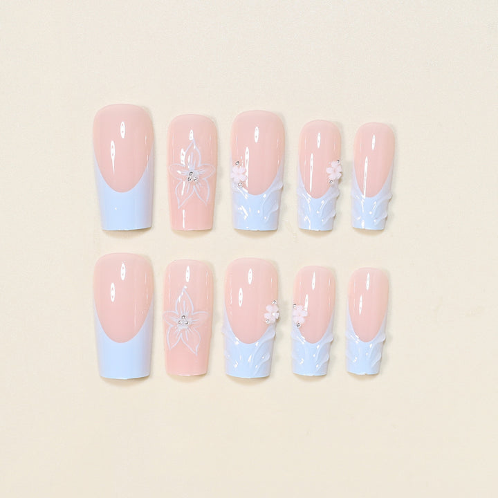 3D Floral Decorative Press-On Nail Art Kalsten