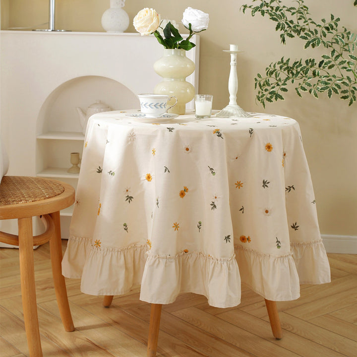 Embroidered Floral Design Table Cover