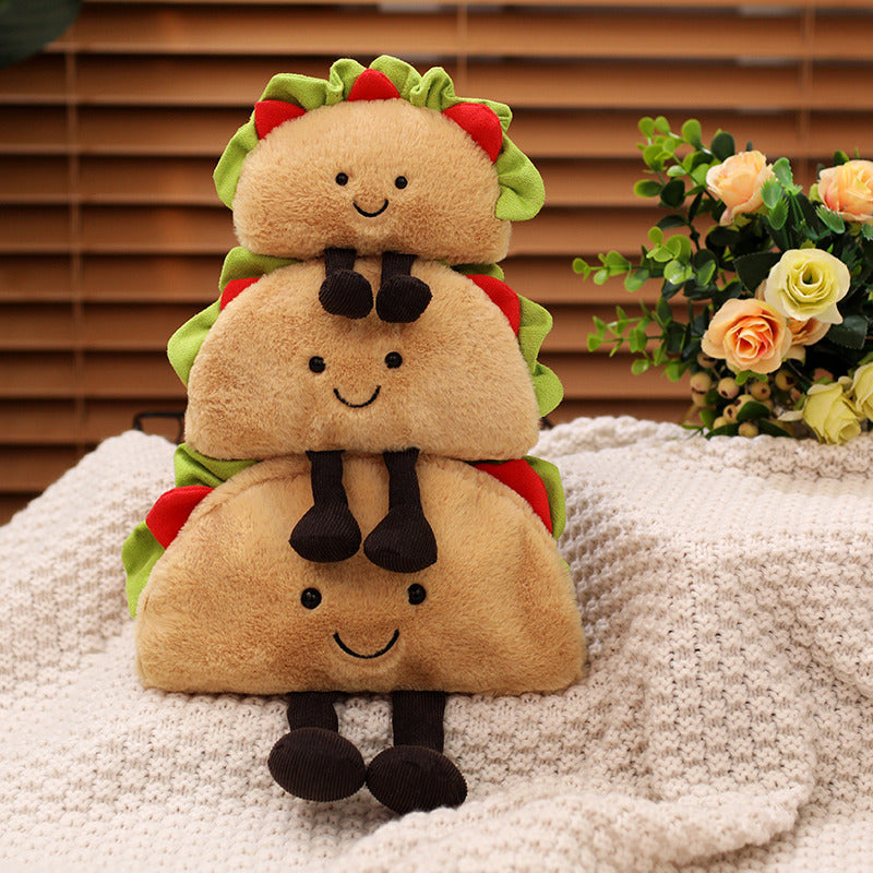 Plush Taco Character Sitting Toy with Dangling Corduroy Legs Kalsten