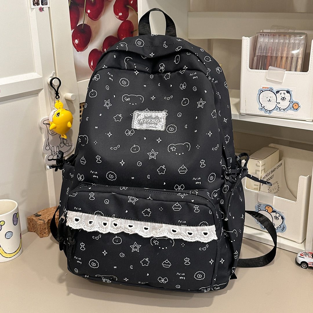 Playful Cartoon Patterned School Backpack Kalsten