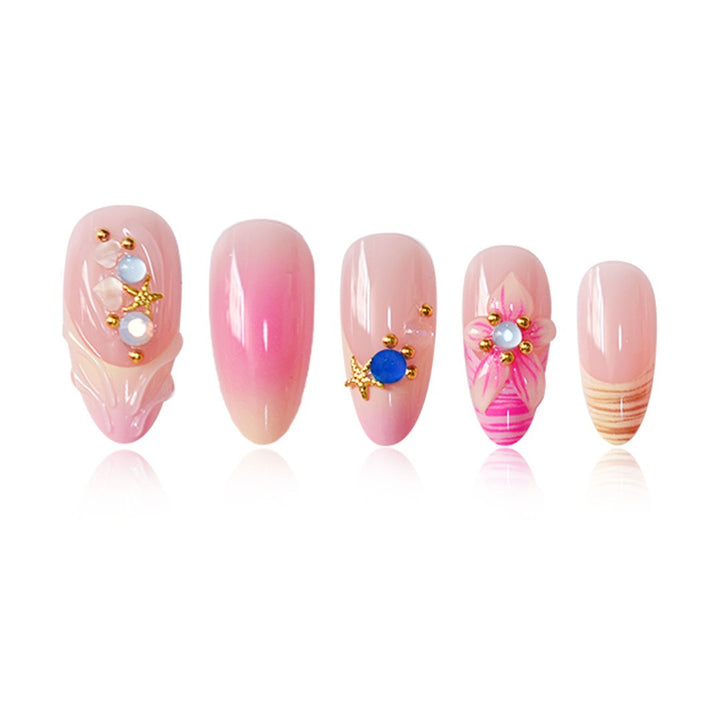 3D Floral Accented Press-On Nail Art Kalsten