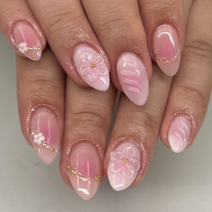 Elegant Floral 3D Press-On Nail Set Kalsten