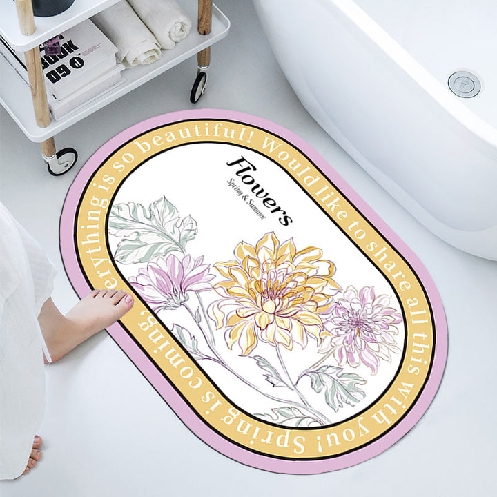 Floral-Themed Bathroom Mat
