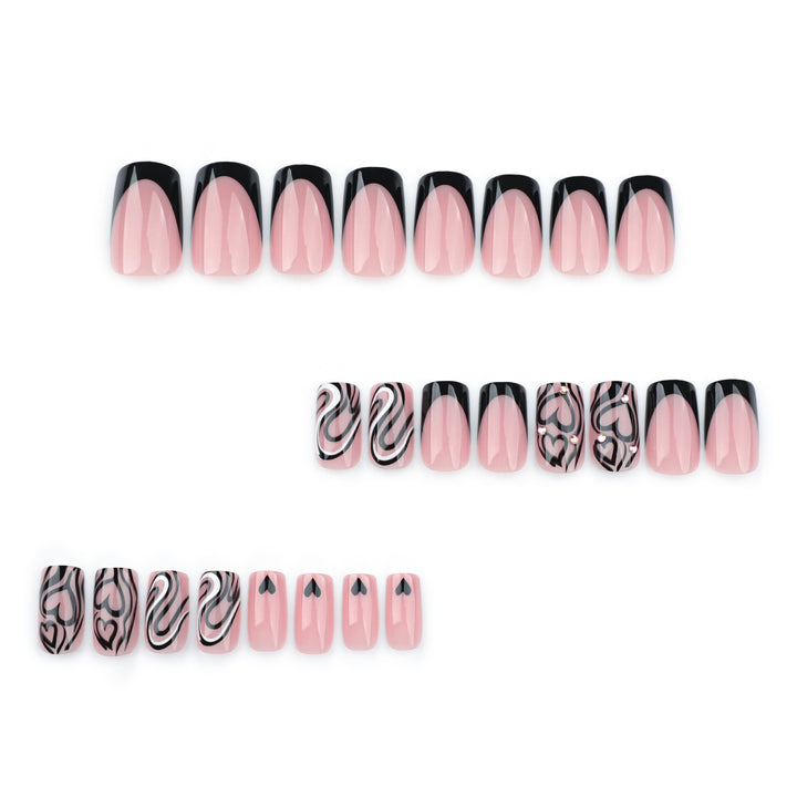 Artful Nail Extensions with Creative Heart and Wave Pattern Kalsten
