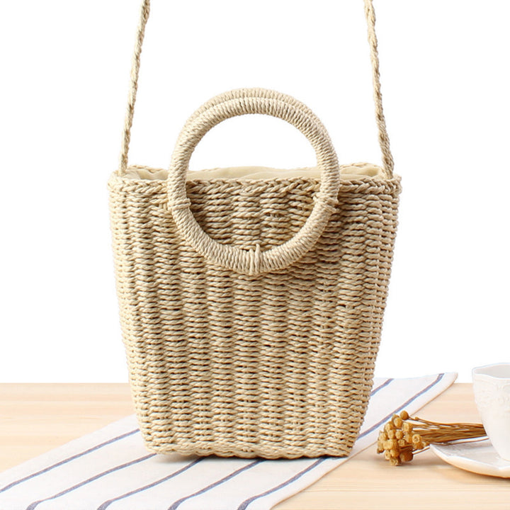 Handbag Made of Braided Natural Material with Round Handle Kalsten