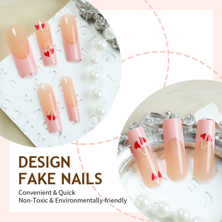 Nail art set with playful heart designs Kalsten