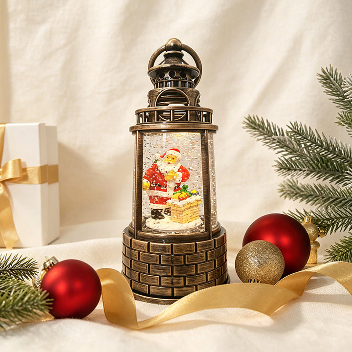Nostalgic snow lantern with moving snowman scene Kalsten