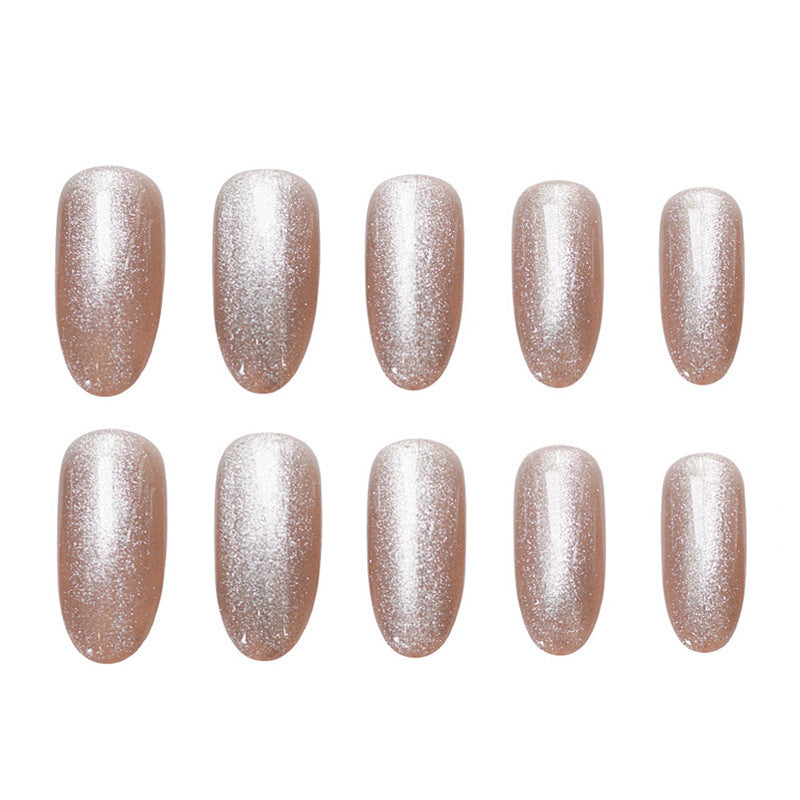Elegant Glittery Almond-Shaped Press-On Nails